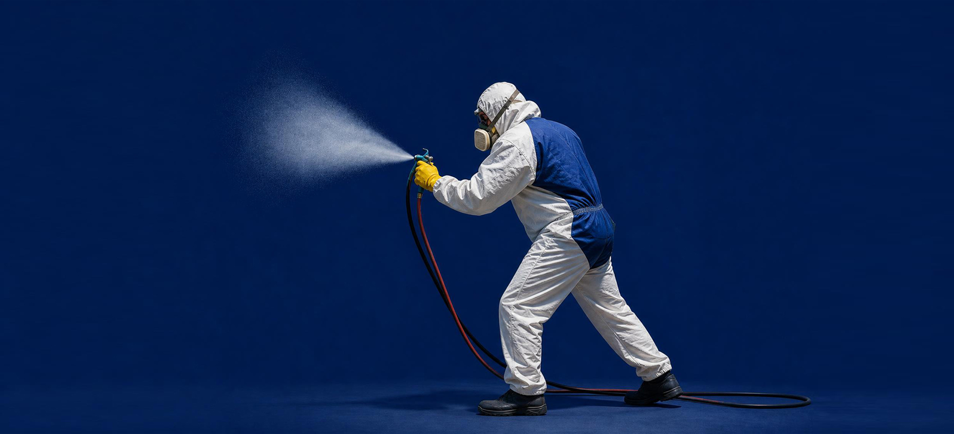 Superyacht painter applying a finish coat