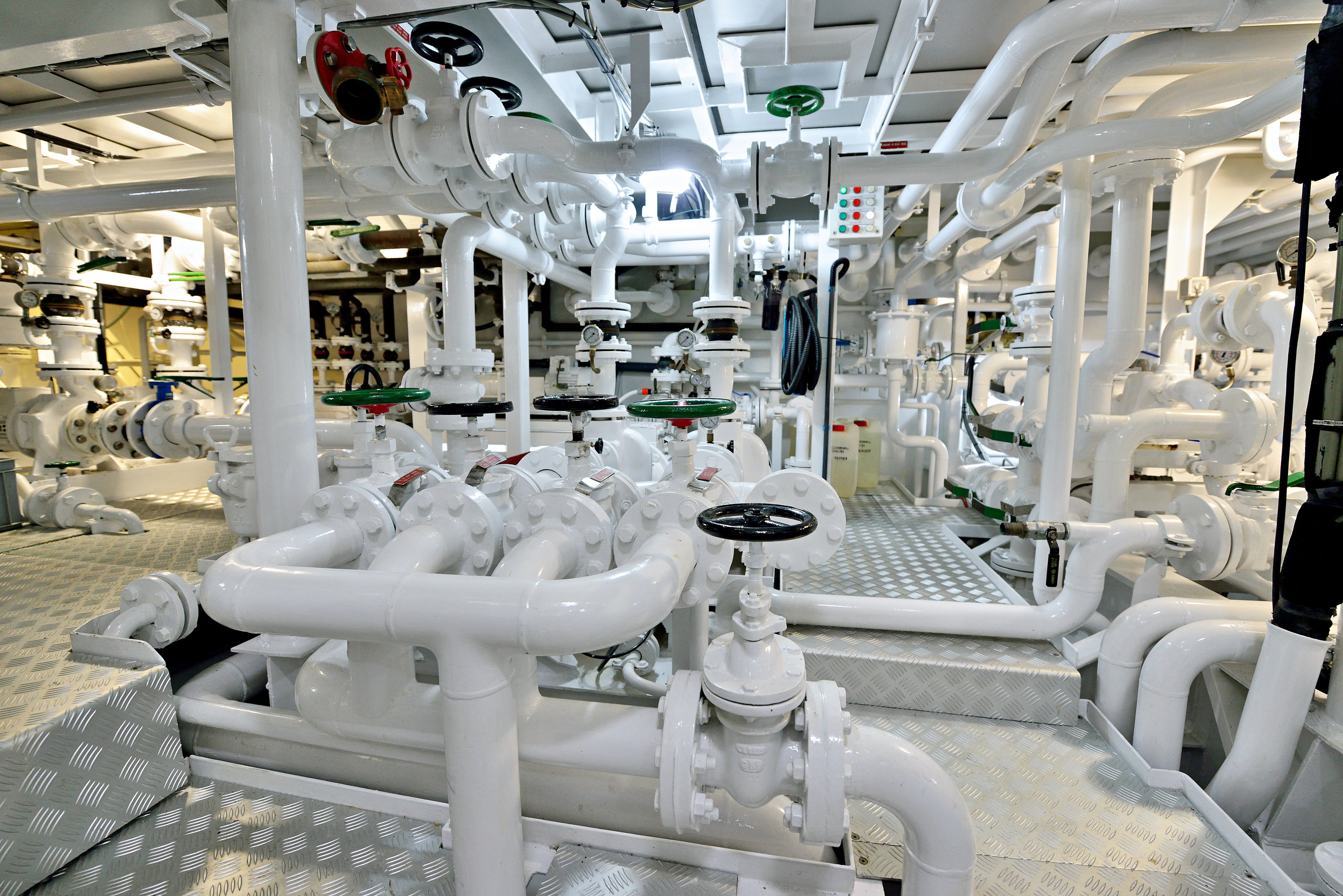 Yacht refit with upgraded engine room and yacht paint on hull and engine room, 60 m motor yacht, Bangkok Dock, Thailand